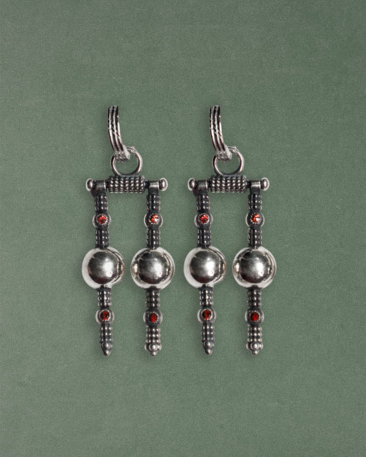 N29 - Mandiri Earrings with Red and Pink Garnet